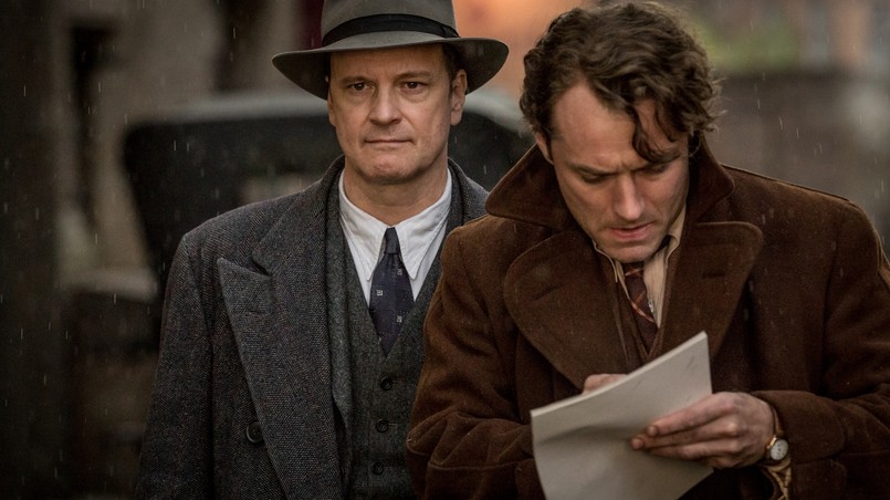 Colin Firth i Jude Law na planie filmu "Geniusz"