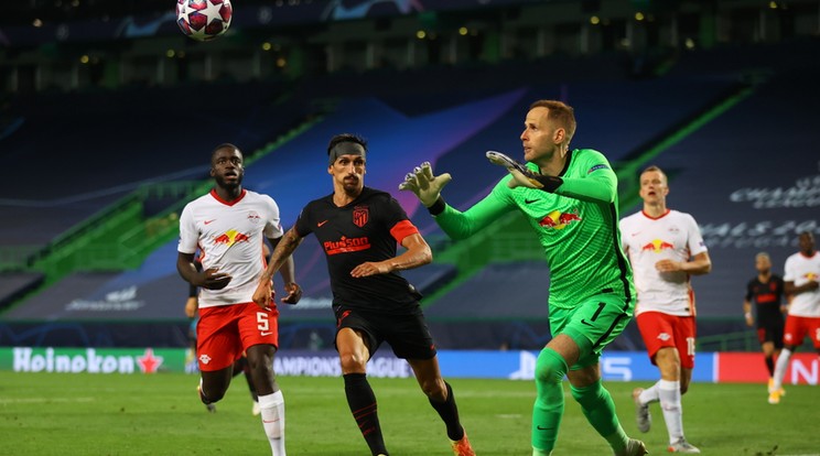 Gulácsi Péter (jobbra) sporttörténelmet írt: a spanyol Atlético elleni 2-1-es  győzelemmel a német Leipzig bejutott a Bajnokok Ligája elődöntőjébe / Fotó: Profimedia