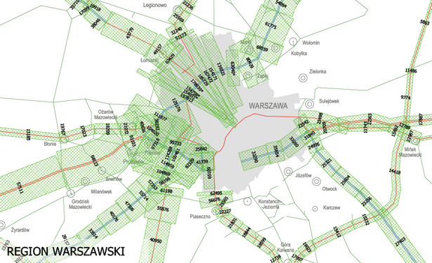 Region warszawski - najbardziej obciążone trasy