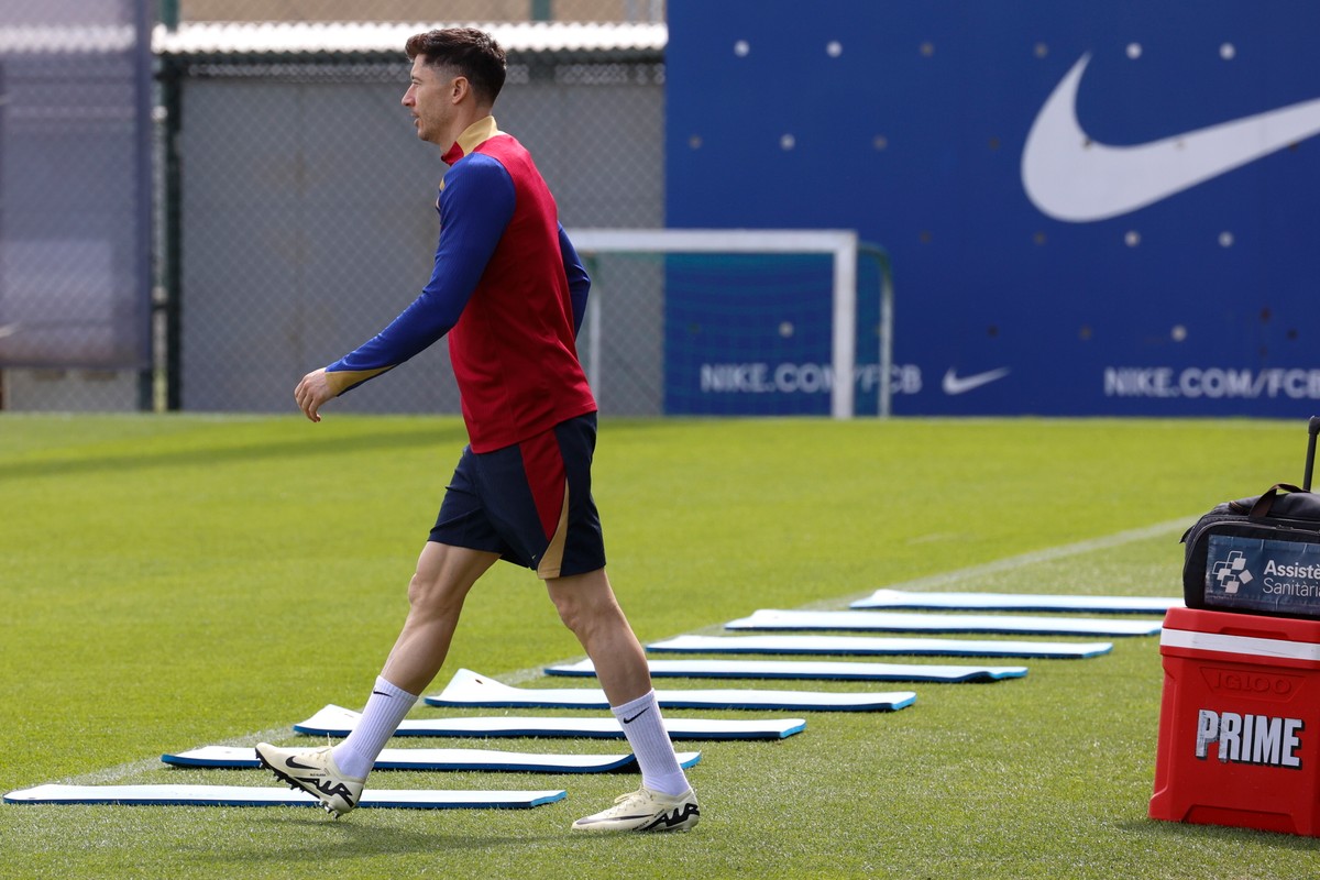 Robert Lewandowski na treningu Barcelony stoczył pojedynek bokserski