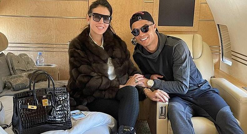 Cristiano and Georgina jet to Madrid on £20m private jet