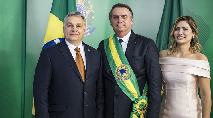 Orbán az új brazil elnökkel, Bolsonaroval és feleségével / Fotó: Facebook