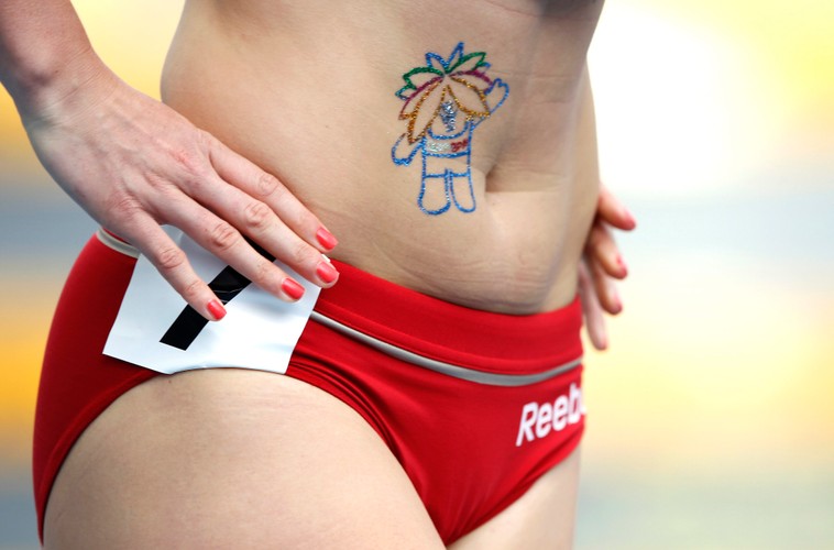 Marta Jeschke na mecie biegu na dystansie 100m