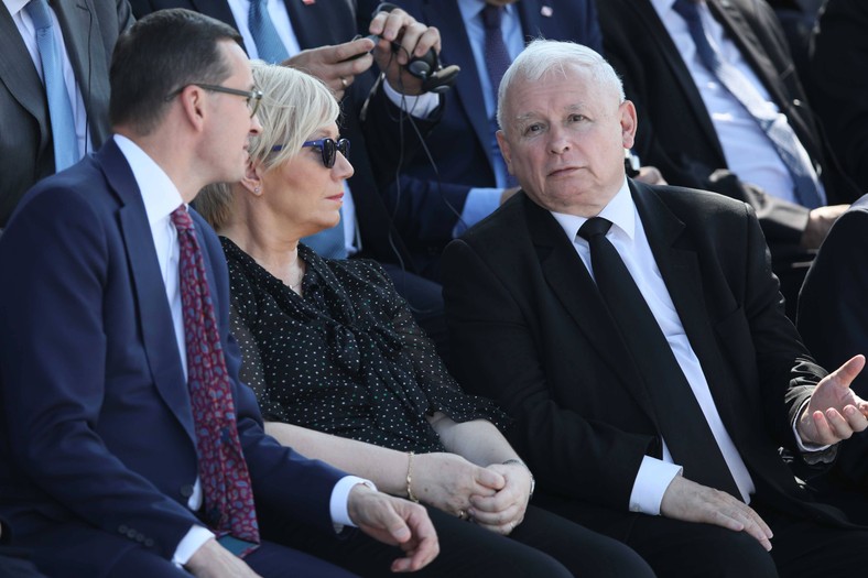 Mateusz Morawiecki, Julia Przyłębska i Jarosław Kaczyński