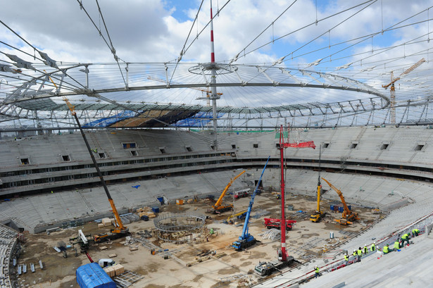 Stadion Narodowy w Warszawie w budowie.