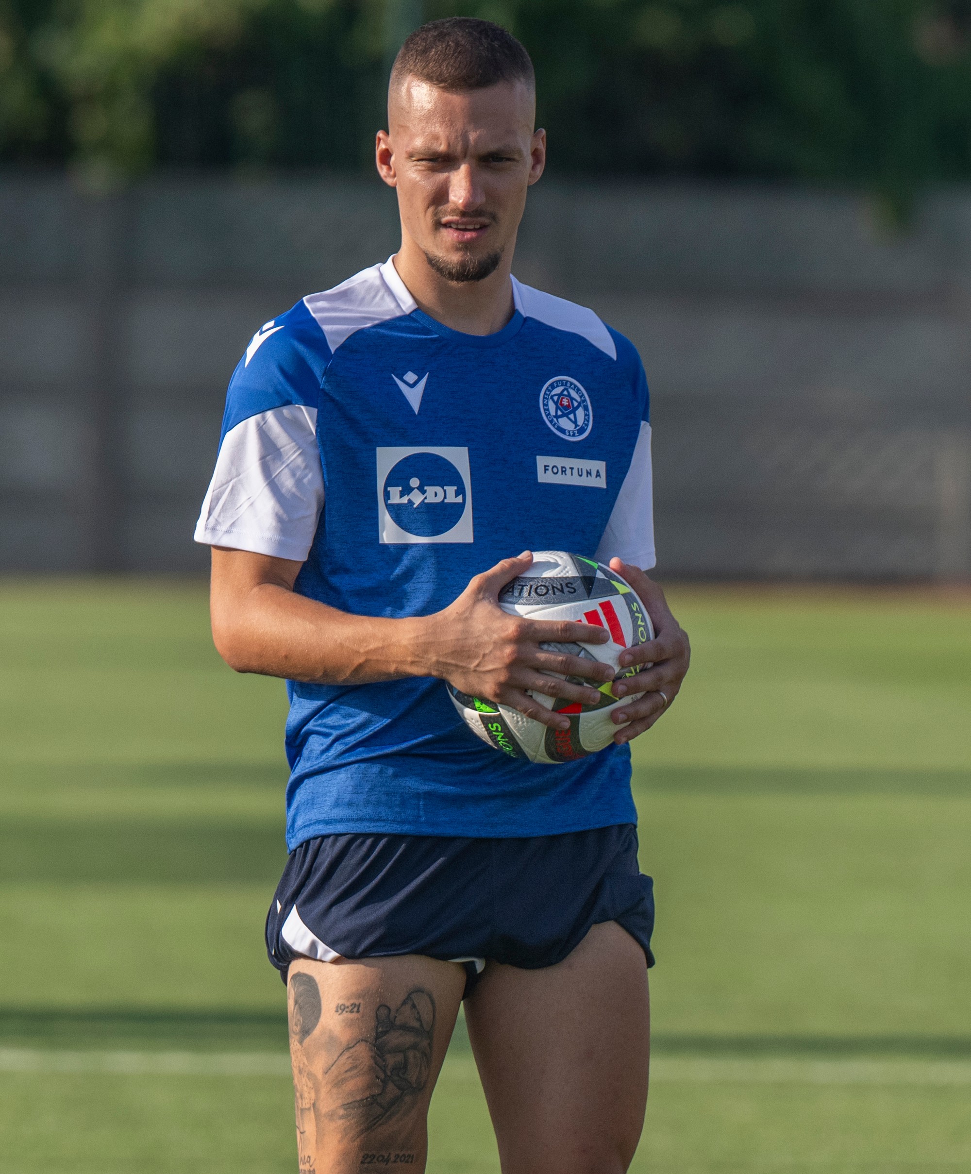Slovenský futbalový reprezentant Lukáš Haraslín počas tréningu.