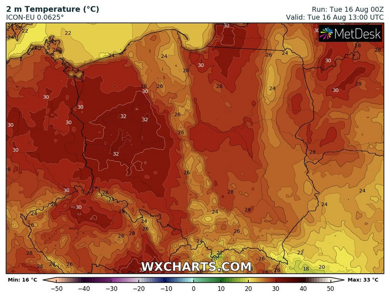 Na zachodzie będą nawet 32 st. C