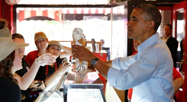 Barack Obama worked at Baskin-Robbins scooping ice cream before becoming president.Larry Downing/Reuters