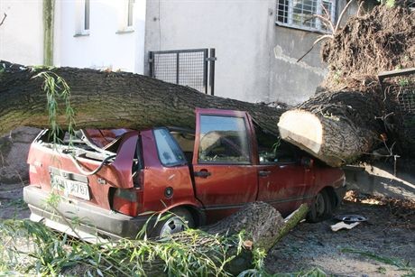 KRAKOWW NOCY NAD KRAKOWEM PRZESZLA NAWALNICA BURZA ZNISZCZENIAN/Z DRZEWO ZWALONE NA AUTO ULICA BIERZANOWSKASAMOCHOD2007-08-24FOT. SEBASTIAN JANKOWSKI