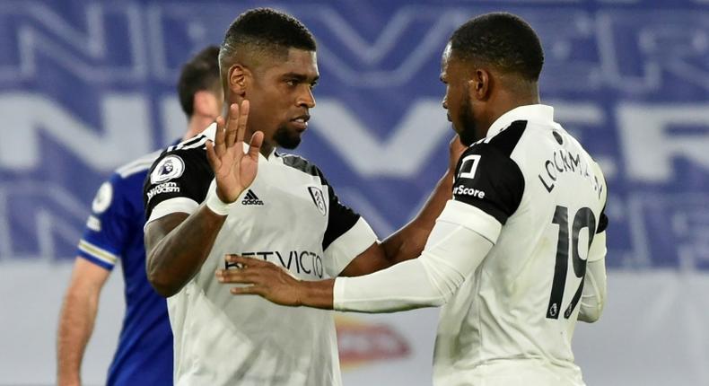 Fulham's Ivan Cavaleiro (L) celebrates with Ademola Lookman