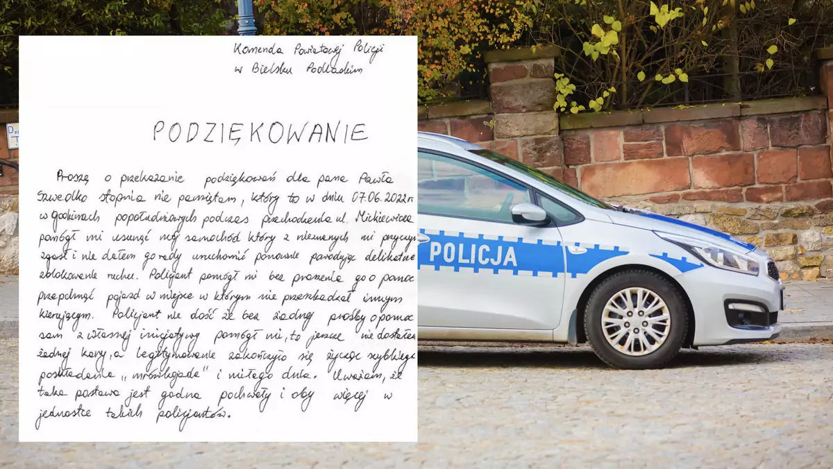 Podziękowanie dla policji