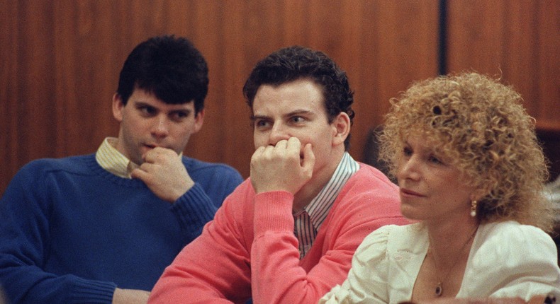 Erik and Lyle Menendez and their attorney Leslie Abramson in 1991.Mike Nelson / Getty Images