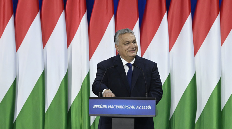 Orbán Viktor miniszterelnök tegnap tartotta évértékelő beszédét a Várkert Bazárban / Fotó: MTI/Koszticsák Szilárd