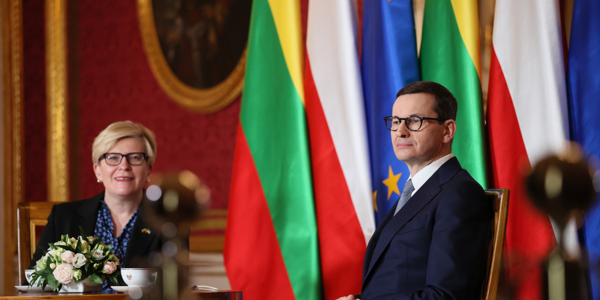 Premier Mateusz Morawiecki oraz szefowa litewskiego rządu Ingrida Szymonite