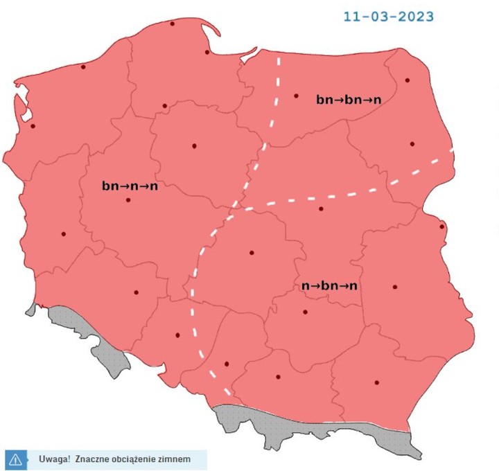 Warunki biometeorologiczne 11.03.2023