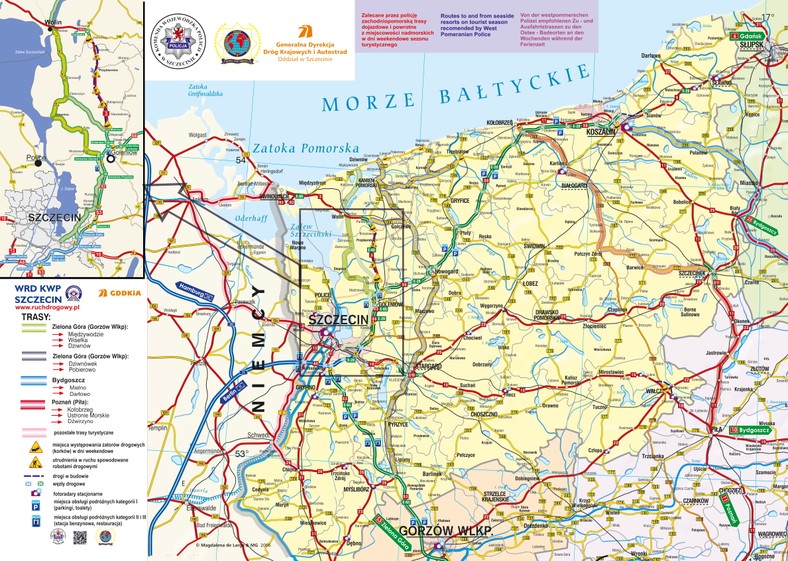 Trasy alternatywne nad morze - MAPA