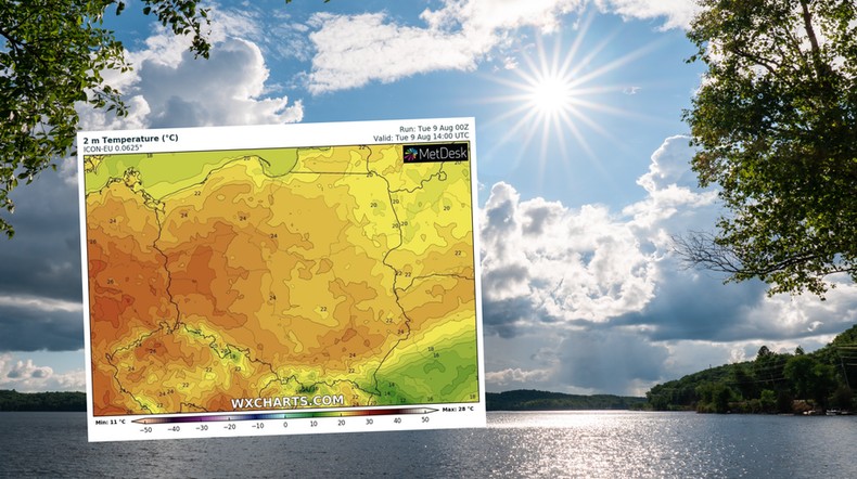 We wtorek lokalnie popada, ale przeważać będzie słoneczna pogoda (mapa: wxcharts.com)