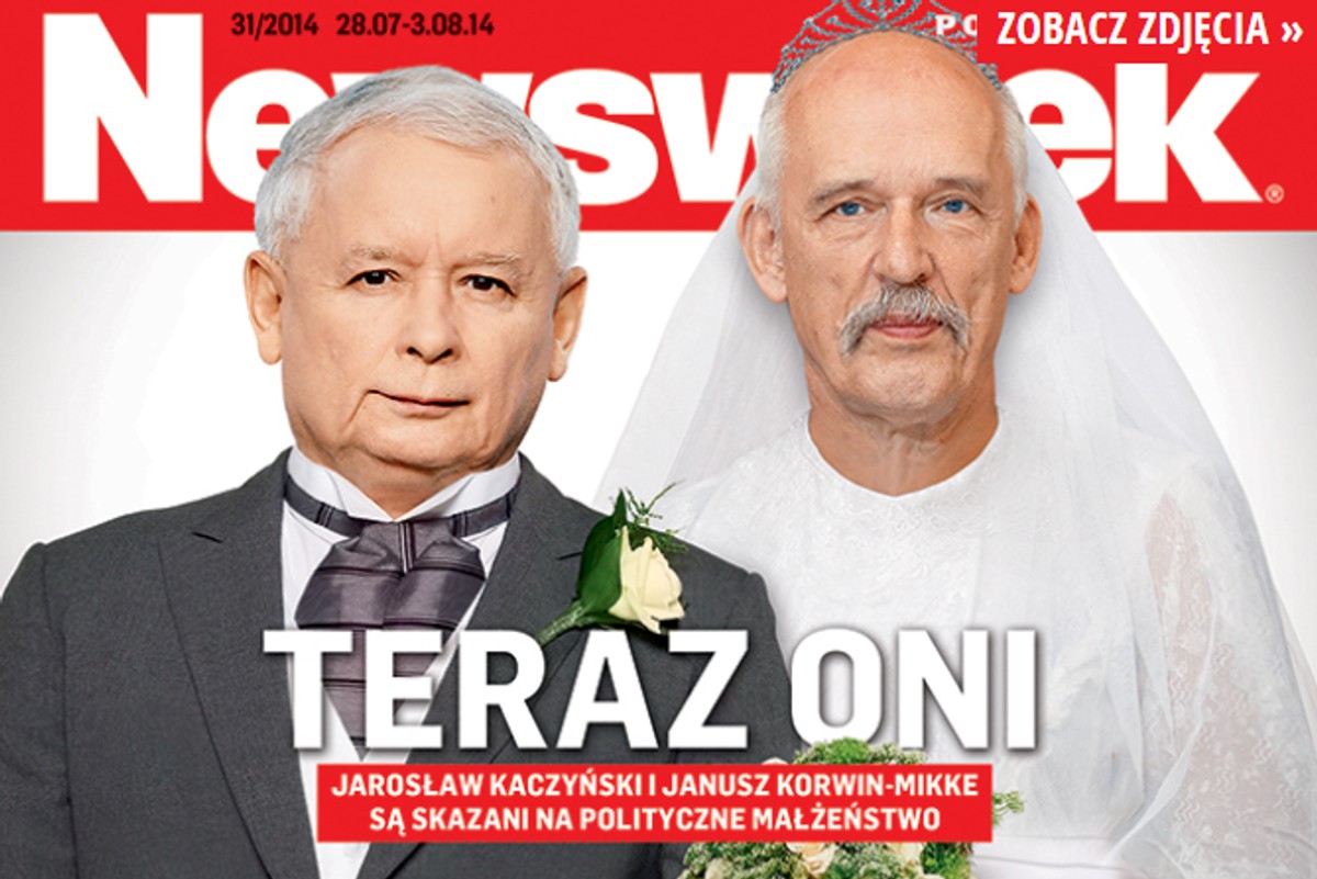 Jarosław Kaczyński i Janusz Korwin-Mikke na okładce "Newsweeka"