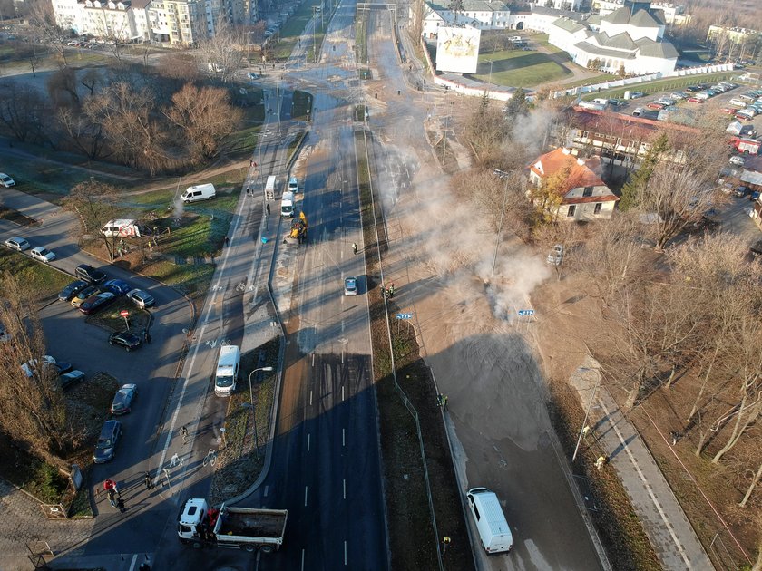 Awaria sieci cieplowniczej na Siekierkach