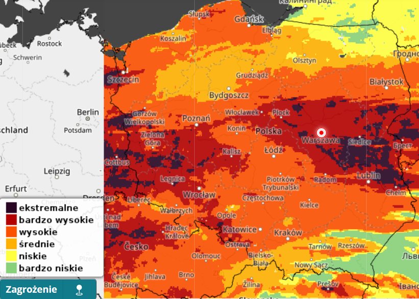 Zagrożenie pożarowe w piątek