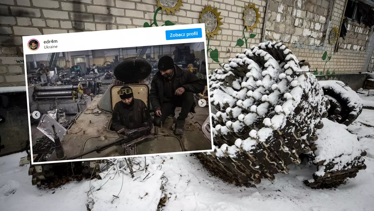 Warsztat w Ukrainie. To tu rosyjskie czołgi jadą, by "zmienić front" (Screen: Instagram/edr4m)