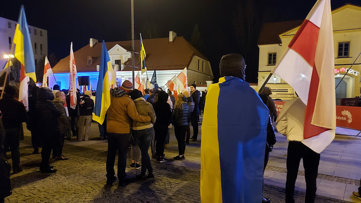 Białystok solidarny z Ukrainą. Wiec solidarności w centrum miasta