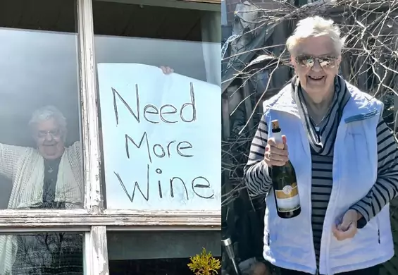"Więcej wina!" - zdjęcie 82-letniej babci na kwarantannie podbiło internet