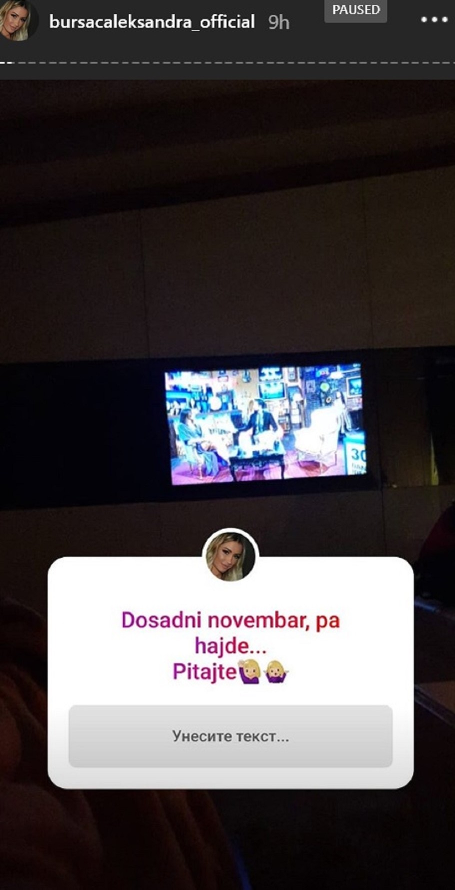 Aleksandra Bursać gleda emisiju