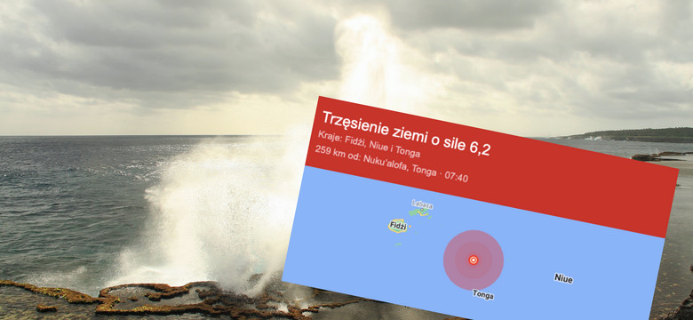 Silne trzęsienie ziemi w pobliżu wysp Tonga. Wcześniej wybuchł tam wulkan