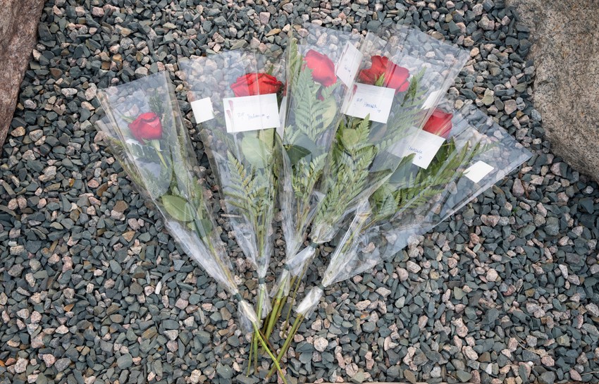 Ruže sa imenima pet žrtava implozije "Titana" na obali Njufaundlenda