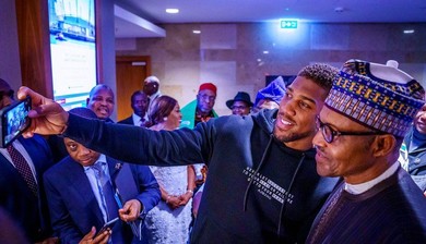 President Buhari celebrates Anthony Joshua’s victory