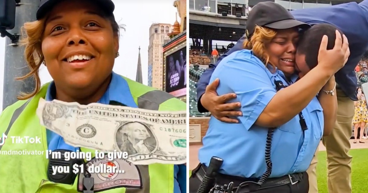A Detroit traffic cop was brought to tears when a TikToker gave her
