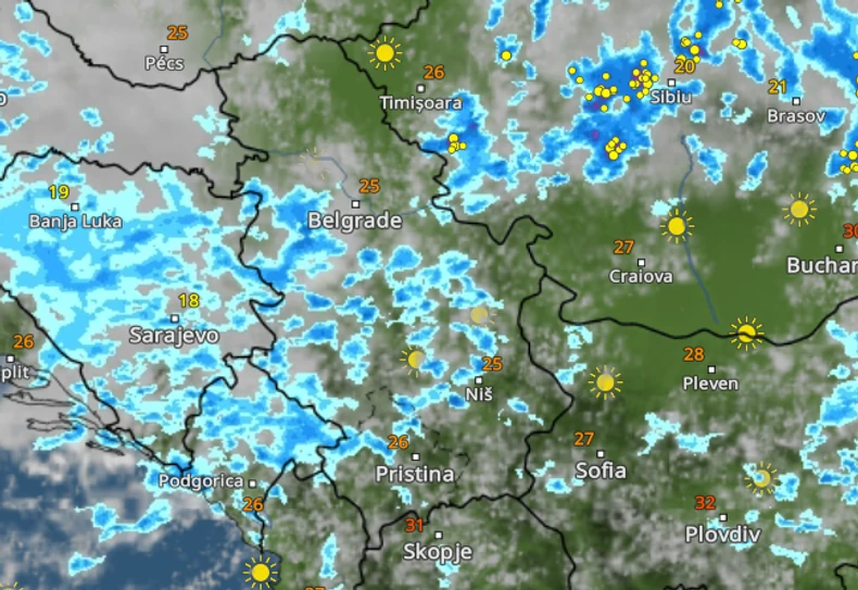 Kretanje nevremena u 15 sati