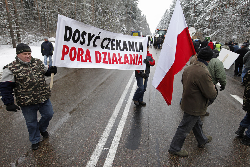 Rozpoczęła się blokada krajowej "ósemki" prowadzącej na Litwę