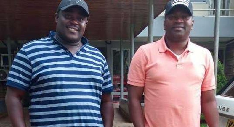 Senator Cleophas Malala with Sports CS Echesa. 3 journalists arrested for Senator’s photoshopped nudes