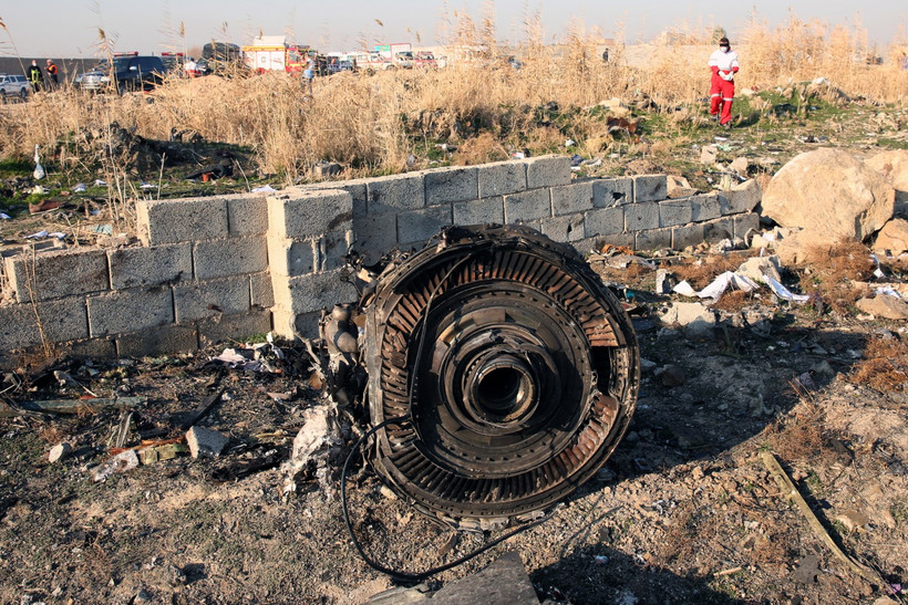 Szczątki zestrzelonego ukraińskiego samolotu