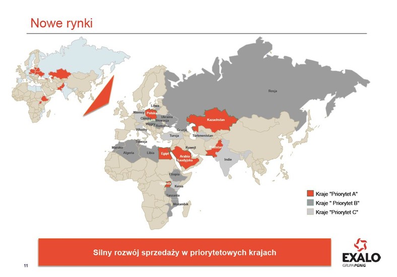 Priorytetowe rynki dla Exalo. Źródło: materiały prasowe.