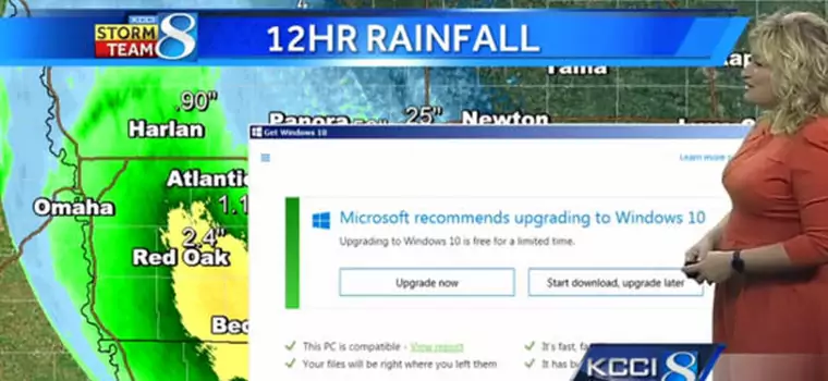 Komunikat o aktualizacji do Windows 10 przerwał prognozę pogody