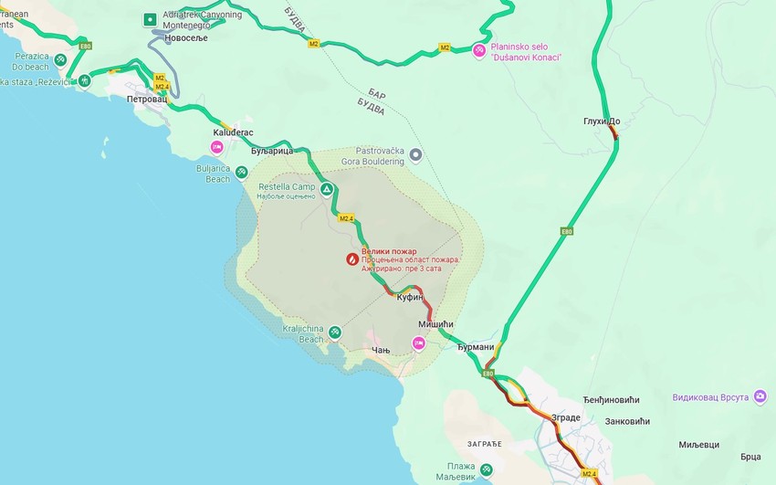 Požar u Čanju (mapa)