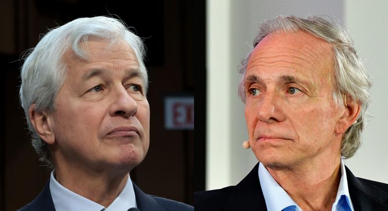 Chase CEO Jamie Dimon and billionaire hedge fund founder Ray Dalio have predicted a US recession that has yet to be seen.Eugene Gologursky/Fast Company and Win McNamee/Getty Images