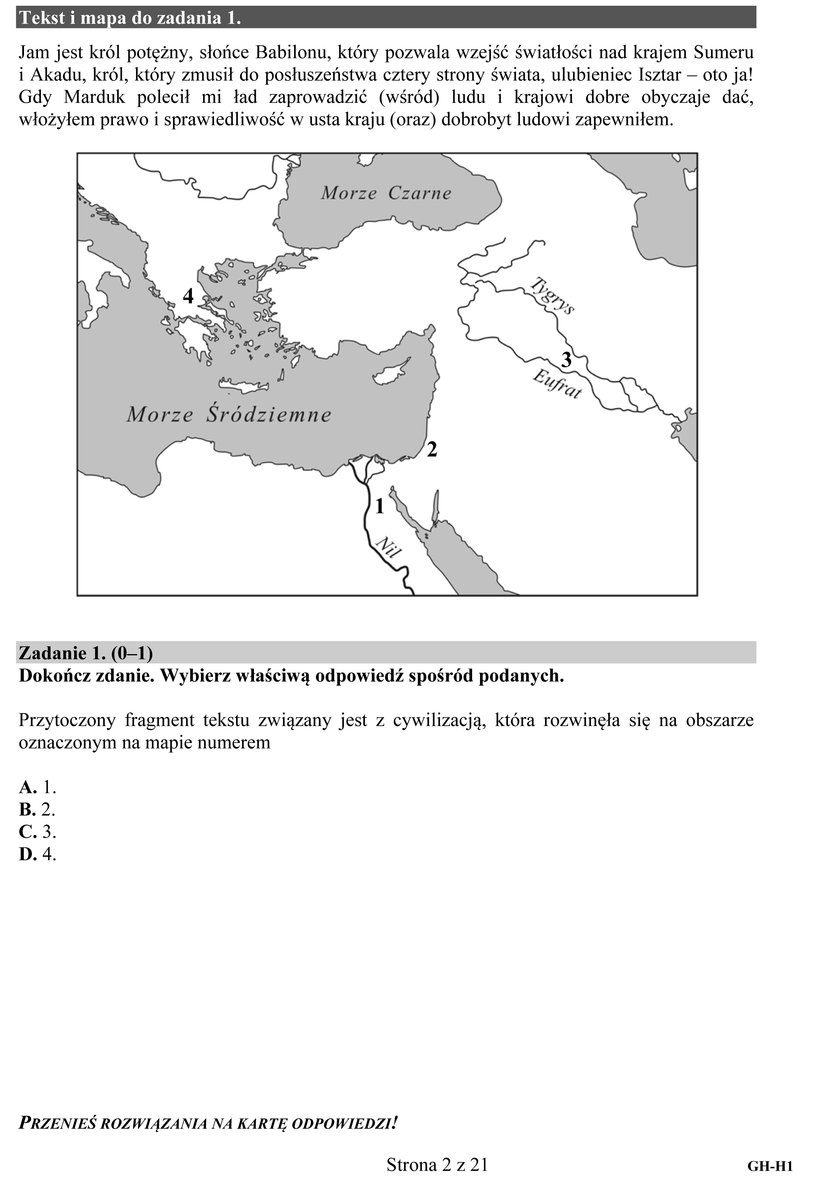 Arkusz egzaminacyjny - historia i WOS