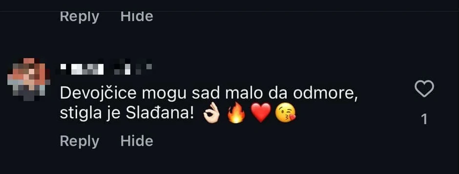 Komentar ispod slike Slađane Tomašević