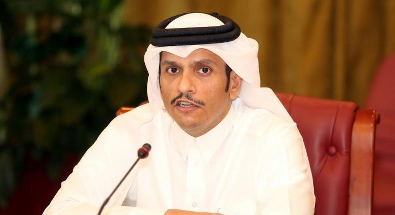 (FILES) Qatari Foreign Minister Mohammed bin Abdulrahman Al-Thani at a press conference in Doha on June 8, 2017