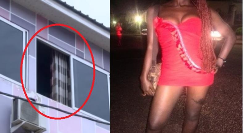 Prostitute pushes condom-wearing man to death from a hotel window over cash in Kumasi (video)