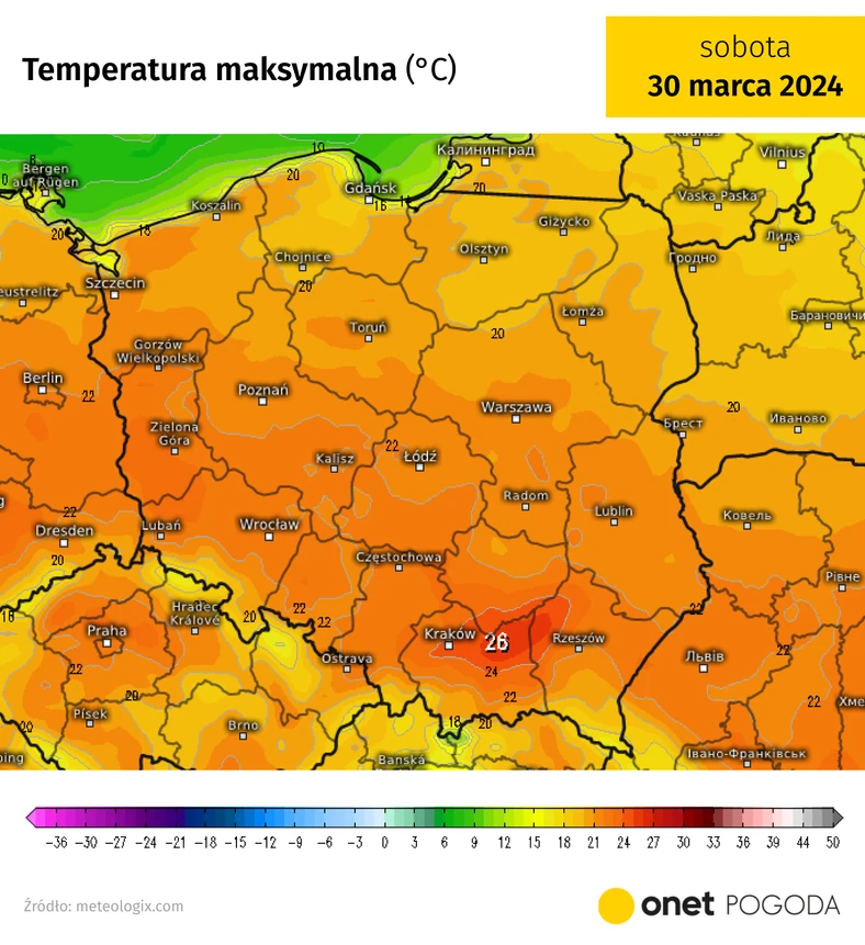 Na przeważającym obszarze kraju temperatura przekroczy 20 st. C