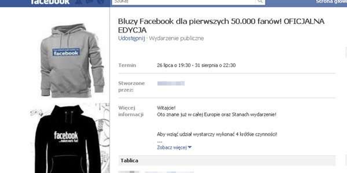 Obiecują bluzy dla fanów Facebooka! Wystawią cię na Allegro