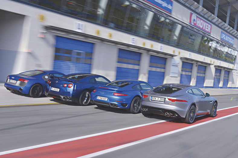 Porównanie: Audi R8 V10 Plus, Jaguar F-Type R, Nissan GT-R, Porsche 911 Turbo S