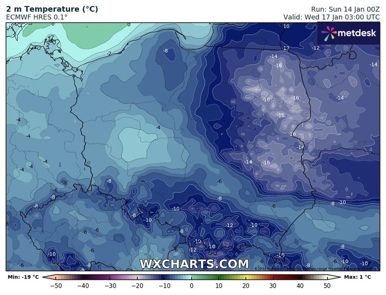 W nocy z wtorku na środę temperatura może spaść do ok. -20 st. C