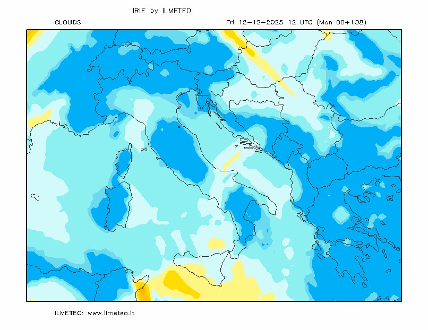 Mapa oblaka za petak, 12. decembar