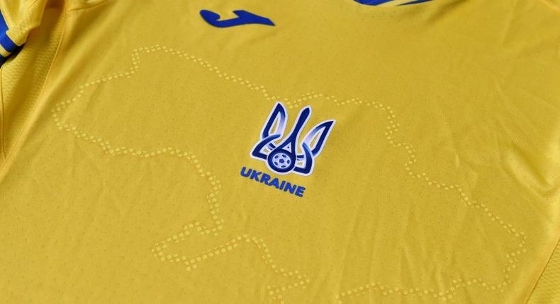 Ukraine's Euro 2020 jersey, which featured nationalist slogans and the outline of Ukraine including Crimea, sparked fury in Russia Creator: STRINGER